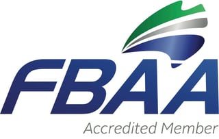 FBAA Accredited Member logo with green and blue swoosh design